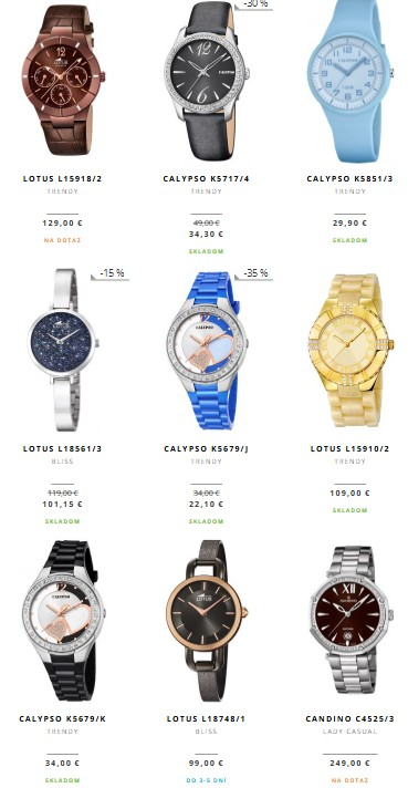 dámske elegantné hodinky