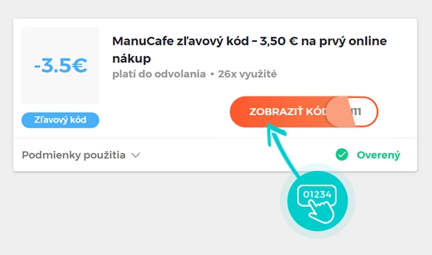 Ukážka zľavového kódu ManuCafe