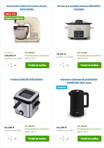 malé domáce spotrebiče z e-shopu Tipa