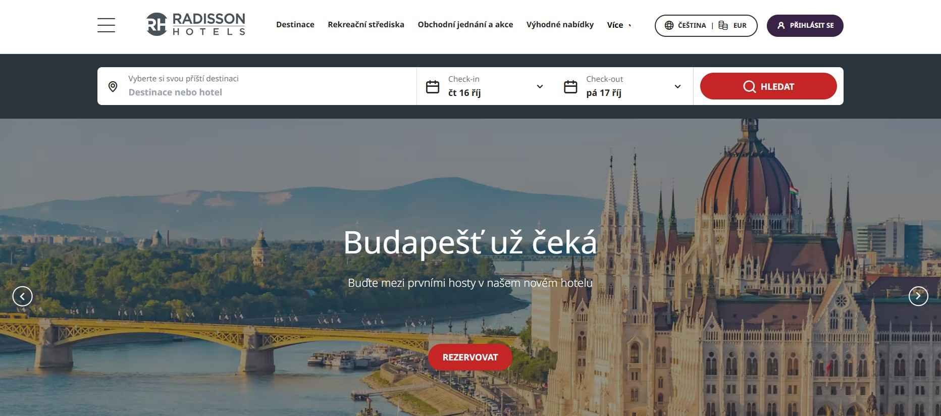 homepage Radisson Hotels s ponukou pobytov v Budapešti