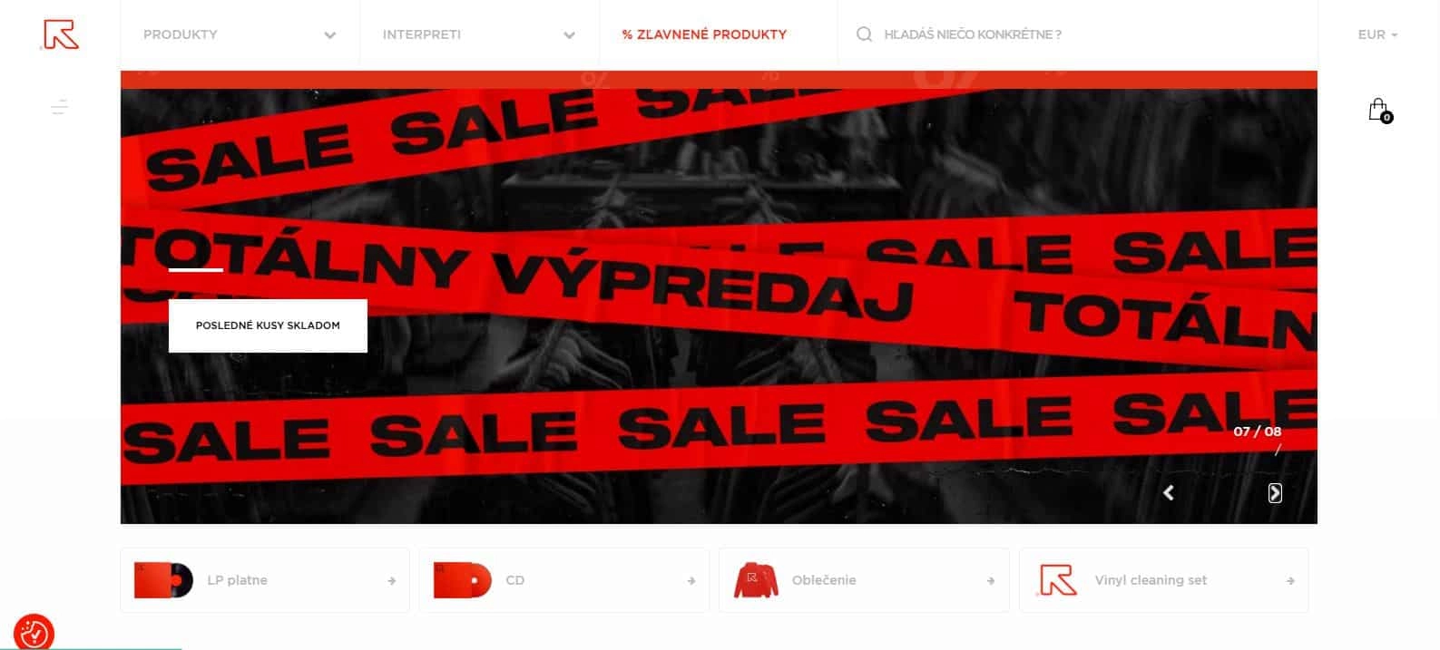 e-shop Rukahore a prebiehajúci totálny výpredaj
