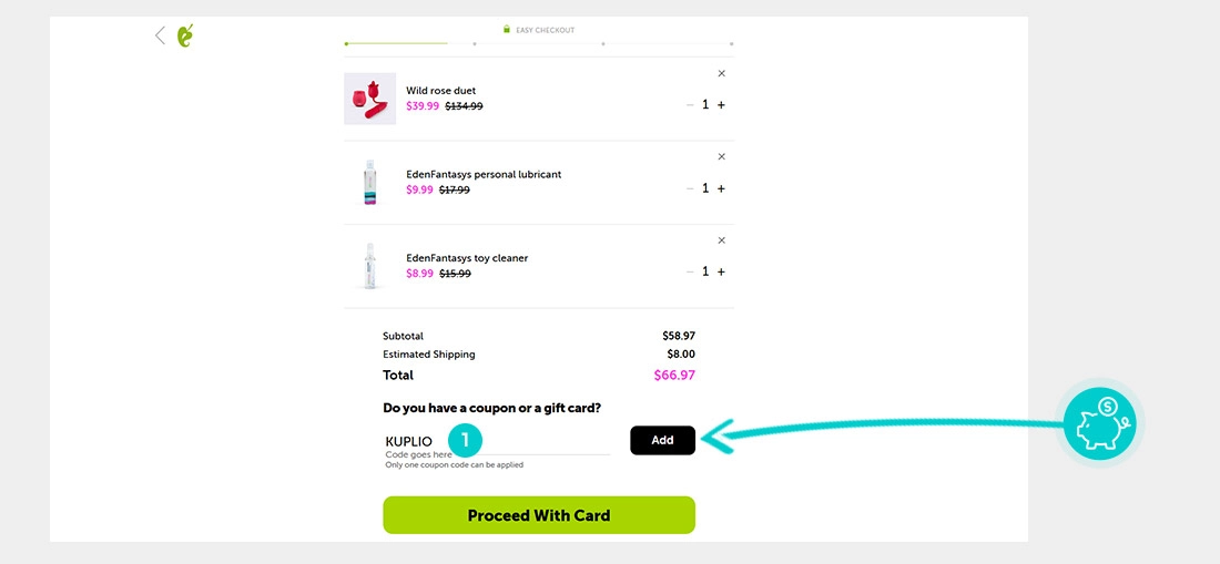 Návod ako uplatniť zľavový kód v košíku e-shopu EdenFantasys