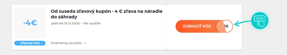 Ukážka zľavového kódu Od suseda