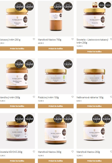 orieškové krémy z e-shopu Slowlandia