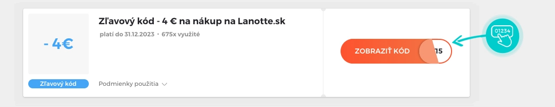 Ukážka zľavového kódu LaNotte