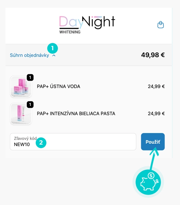 Návod ako uplatniť zľavový kód v košíku e-shopu DayNight