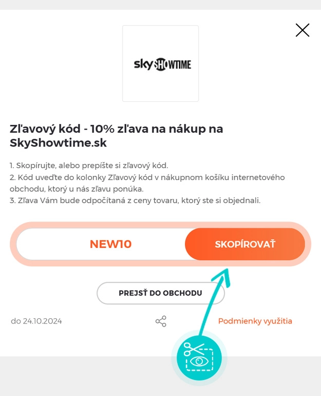 Návod ako skopírovať zľavový kód SkyShowtime