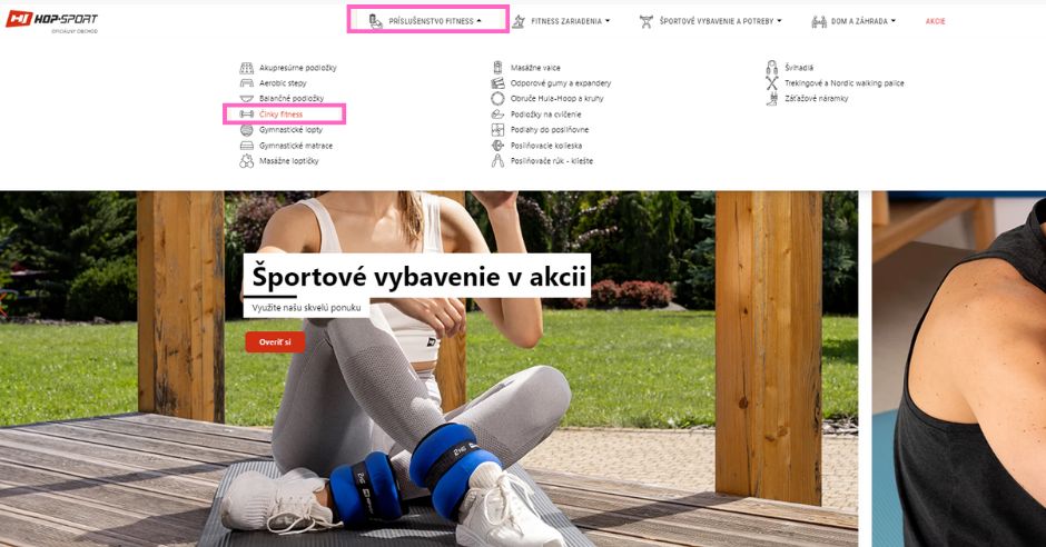 E-shop Hop-Sport, fitness činky.