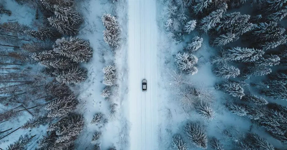 auto-na-ceste-v-zime-les